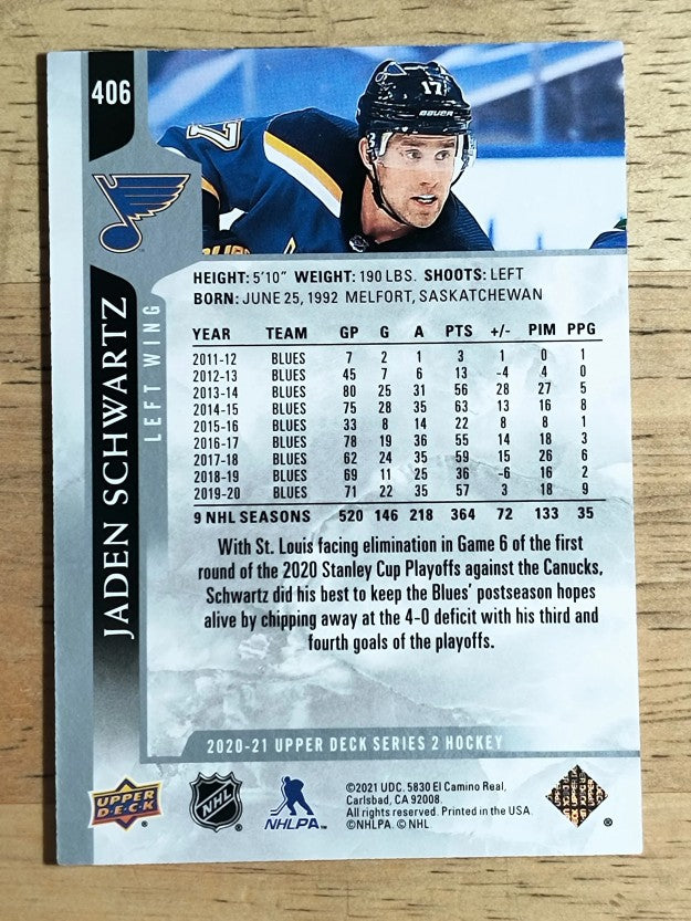 2020-21 Upper Deck #406 Jaden Schwartz