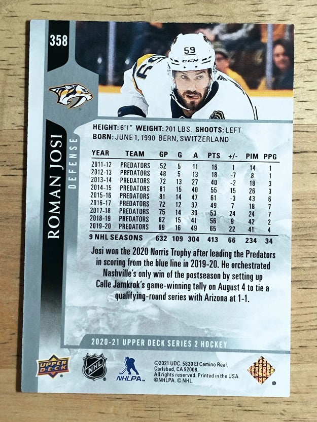 2020-21 Upper Deck #358 Roman Josi