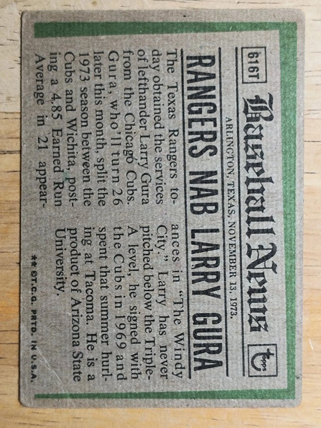 1974 Topps Traded #616T Larry Gura (POOR)