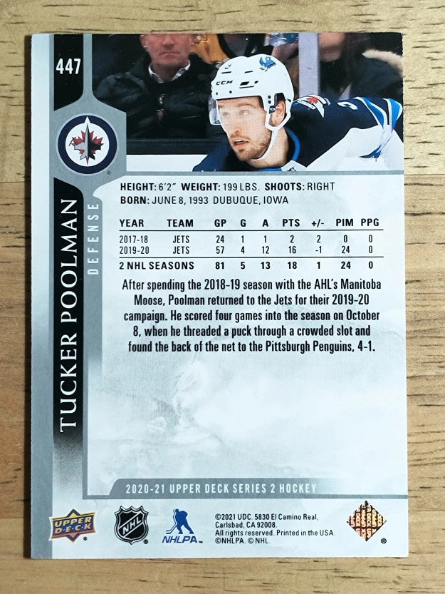 2020-21 Upper Deck #447 Tucker Poolman