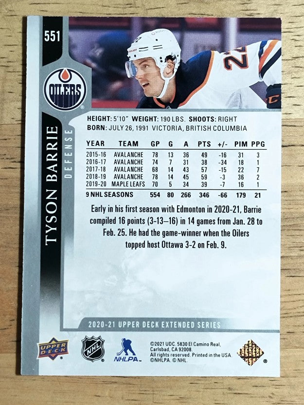2020-21 Upper Deck #551 Tyson Barrie