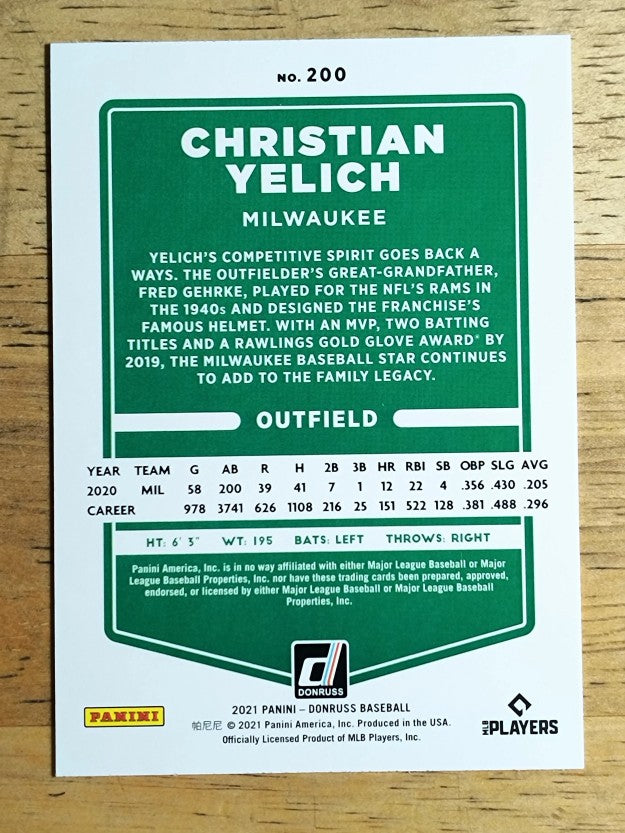 2021 Donruss #200 Christian Yelich