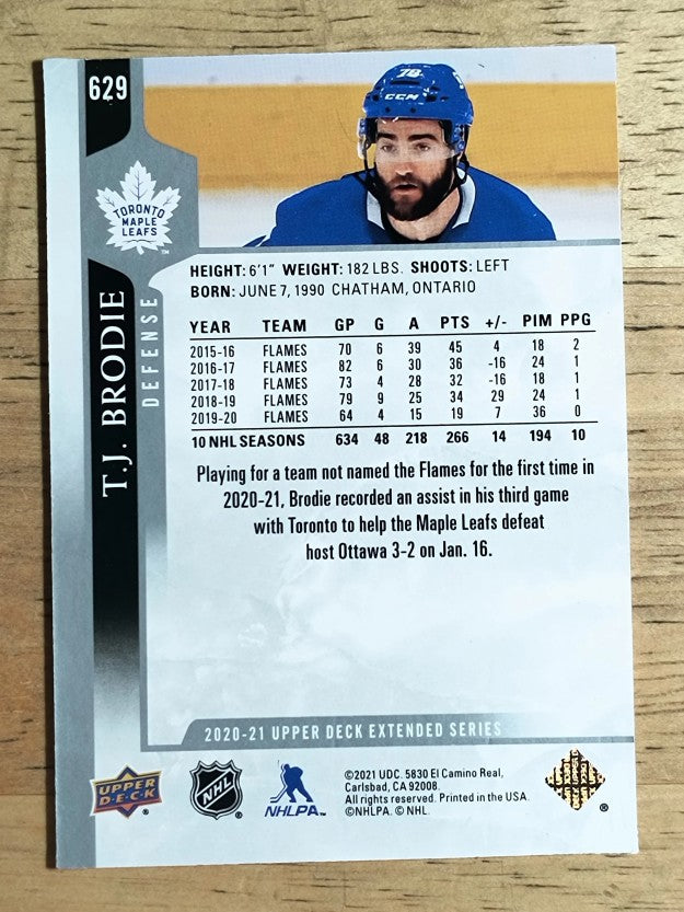 2020-21 Upper Deck #629 T.J. Brodie