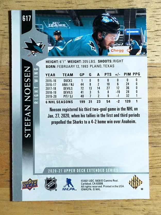 2020-21 Upper Deck #617 Stefan Noesen
