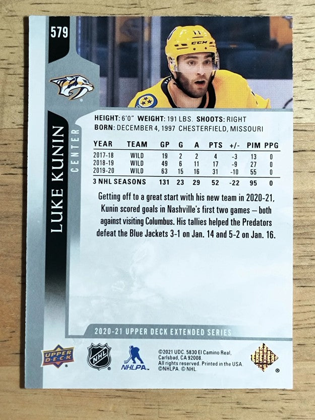 2020-21 Upper Deck #579 Luke Kunin