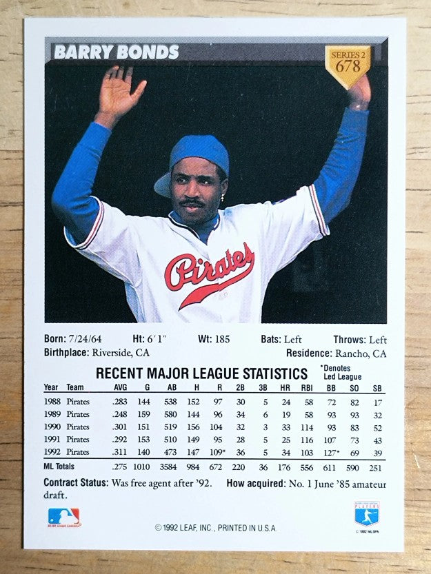 1993 Donruss #678 Barry Bonds