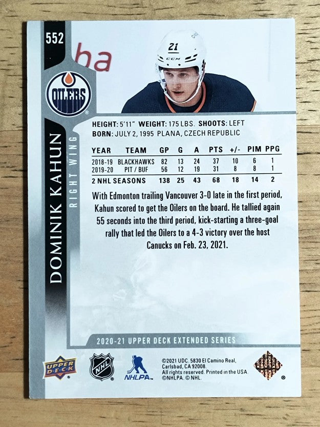 2020-21 Upper Deck #552 Dominik Kahun