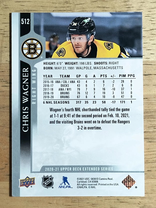 2020-21 Upper Deck #512 Chris Wagner