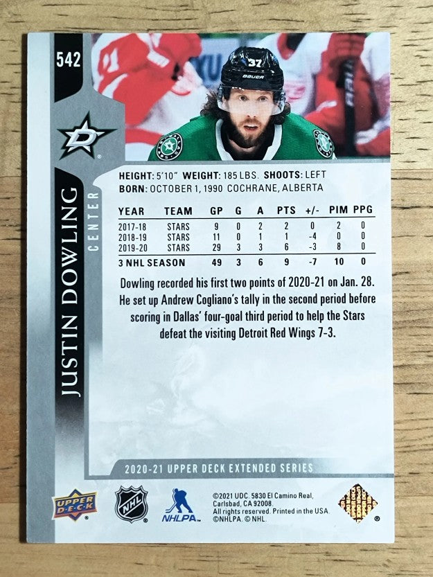 2020-21 Upper Deck #542 Justin Dowling