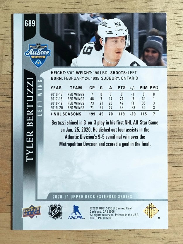 2020-21 Upper Deck #689 Tyler Bertuzzi AS