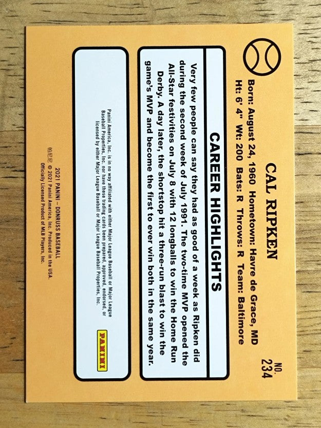 2021 Donruss #234 Cal Ripken RETRO