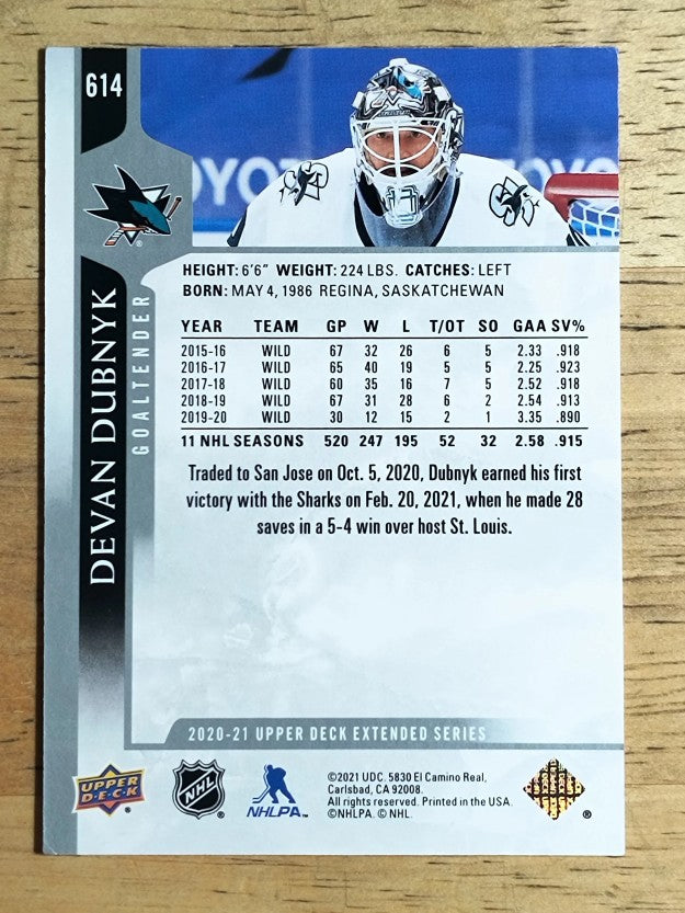 2020-21 Upper Deck #614 Devan Dubnyk