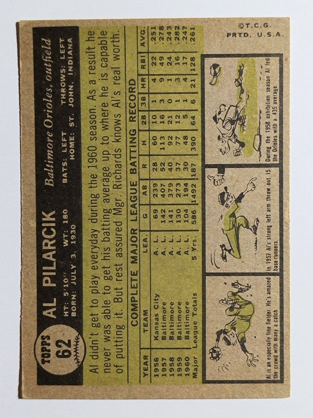 1961 Topps #62 Al Pilarcik (VGEX)