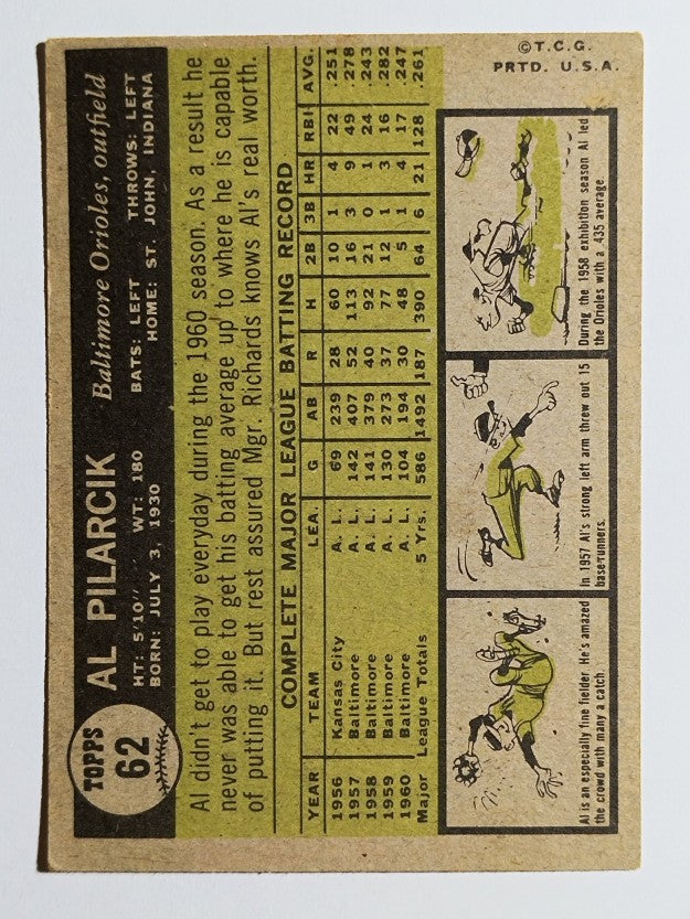 1961 Topps #62 Al Pilarcik (VGEX)