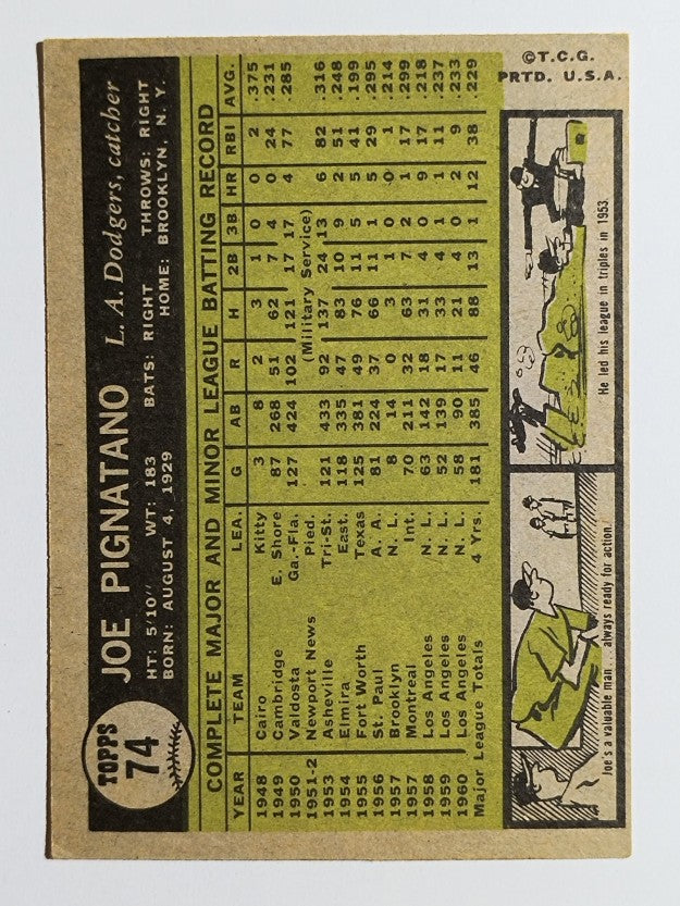 1961 Topps #74 Joe Pignatano (EX)