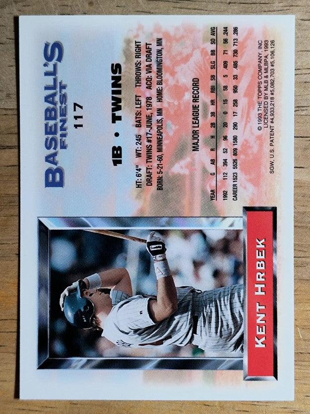 1993 Finest #117 Kent Hrbek