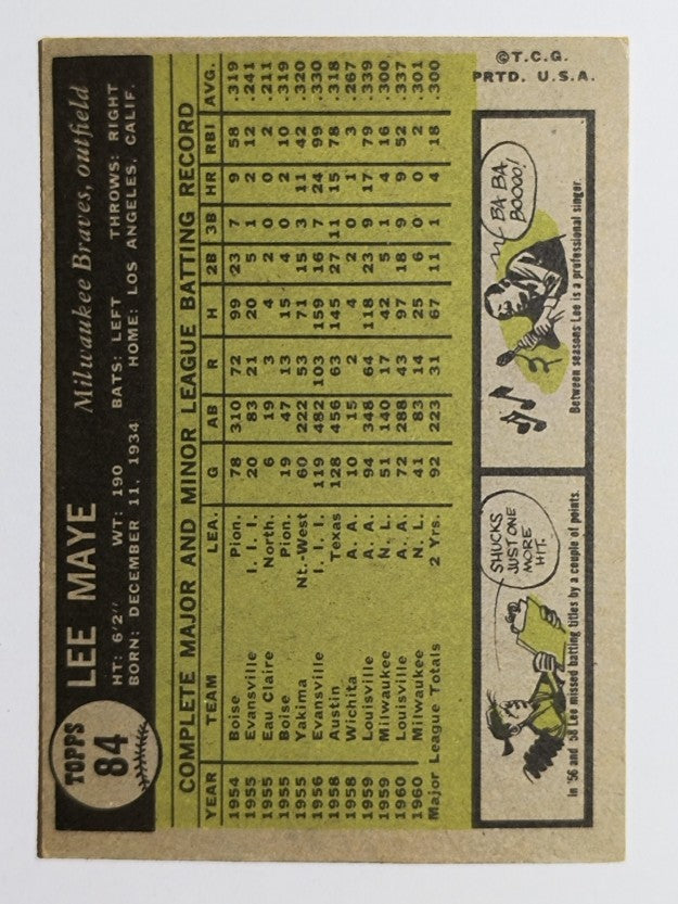 1961 Topps #84 Lee Maye (EX)