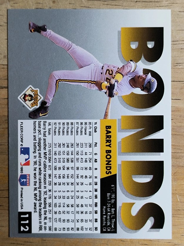 1993 Fleer #112 Barry Bonds