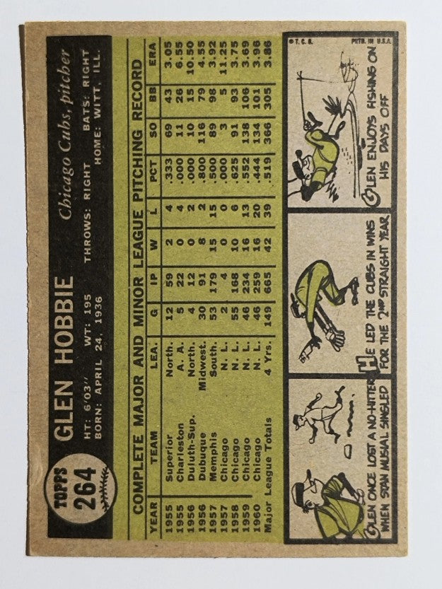 1961 Topps #264 Glen Hobbie (VGEX)