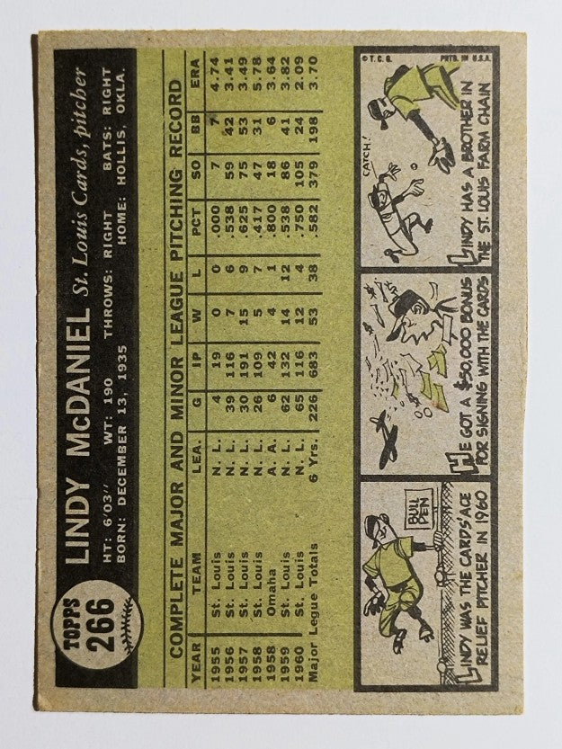 1961 Topps #266 Lindy McDaniel (VGEX)