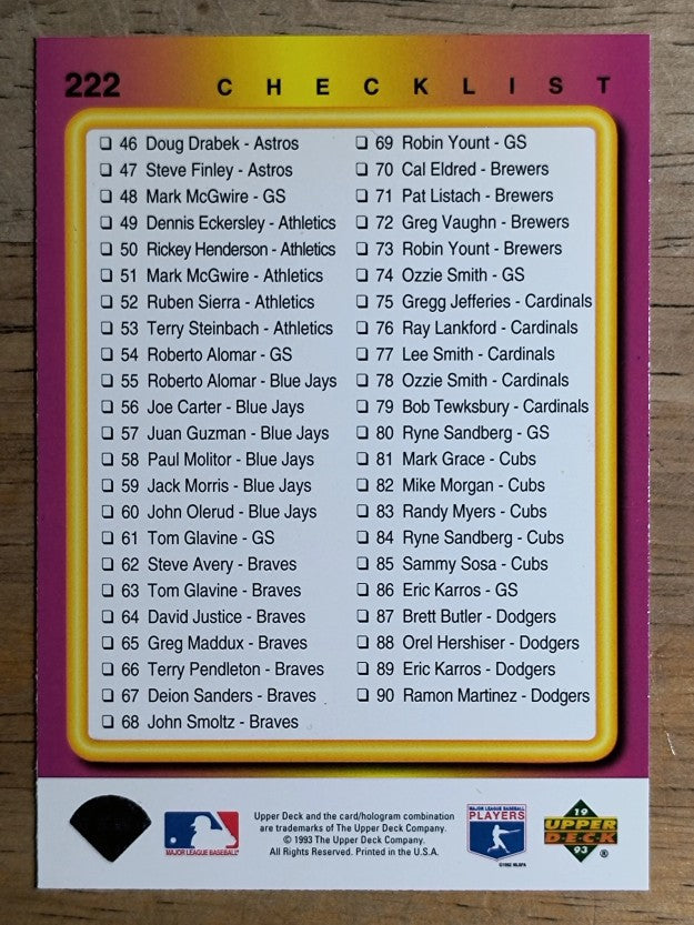 1993 Fun Pack #222 Barry Bonds CL