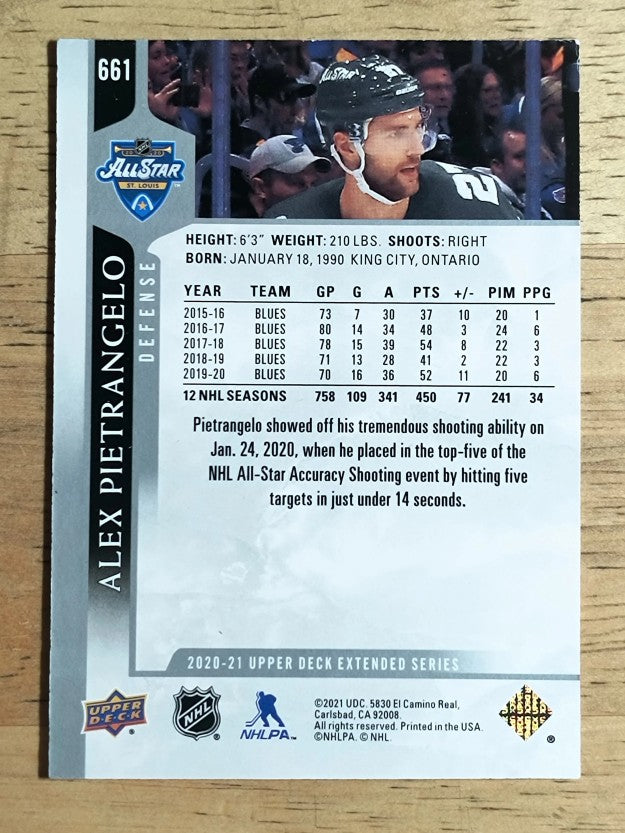 2020-21 Upper Deck #661 Alex Pietrangelo AS