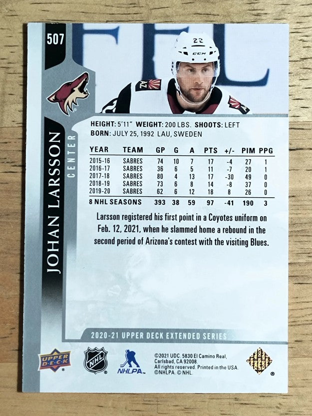 2020-21 Upper Deck #507 Johan Larsson