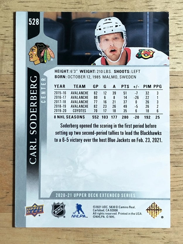 2020-21 Upper Deck #528 Carl Soderberg