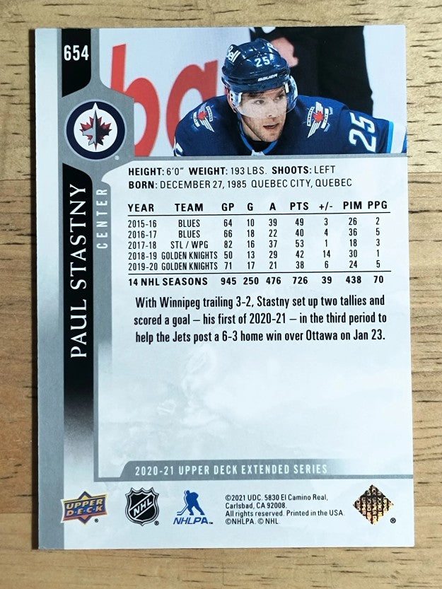 2020-21 Upper Deck #654 Paul Stastny