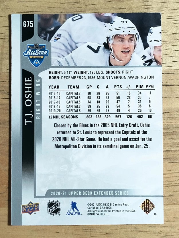 2020-21 Upper Deck #675 T.J. Oshie AS