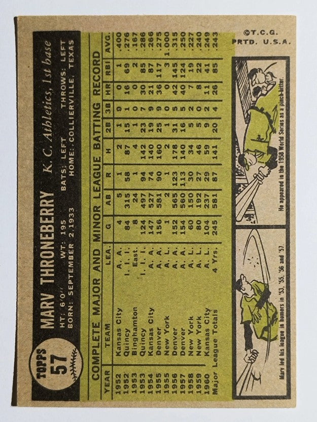 1961 Topps #57 Marv Throneberry (EX)