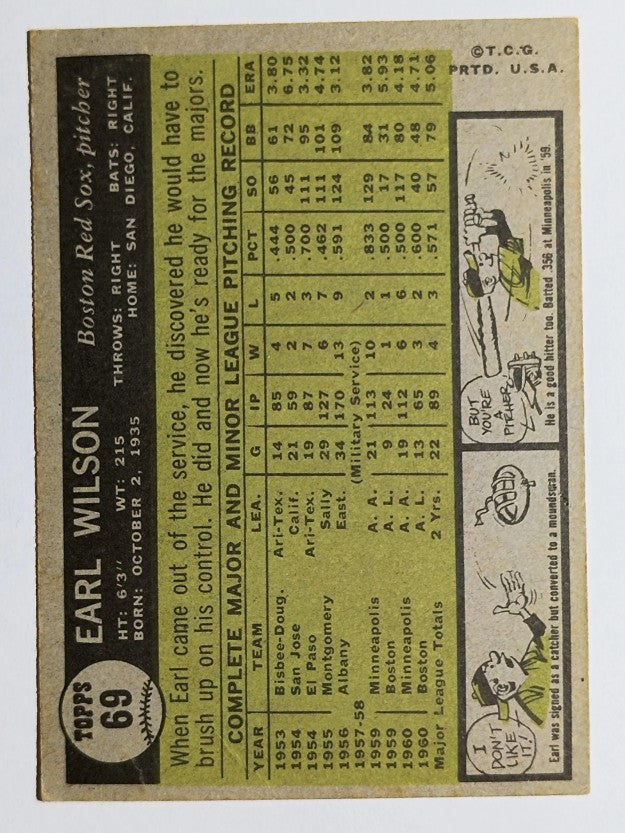 1961 Topps #69 Earl Wilson (VG)