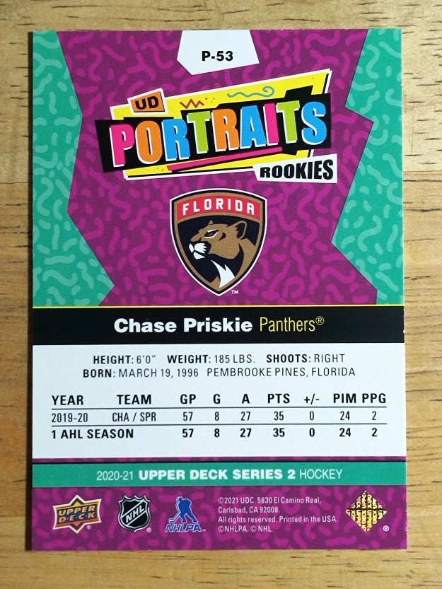 2020-21 Upper Deck UD Portraits #P53 Chase Priskie