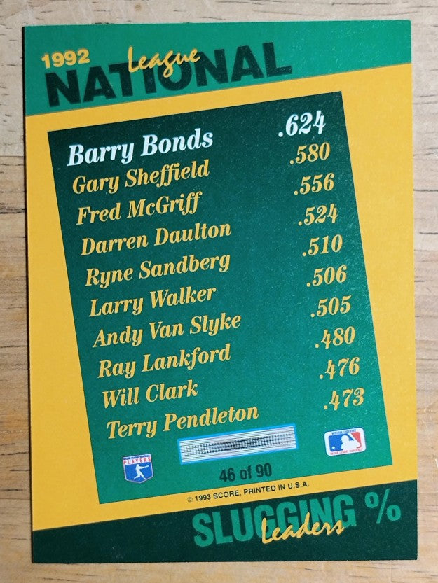 1993 Select Stat Leaders #46 Barry Bonds