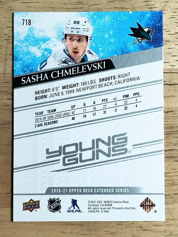 2020-21 Upper Deck #718 Sasha Chmelevski YG RC