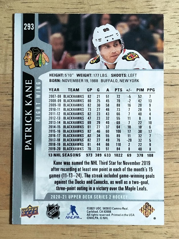2020-21 Upper Deck #293 Patrick Kane
