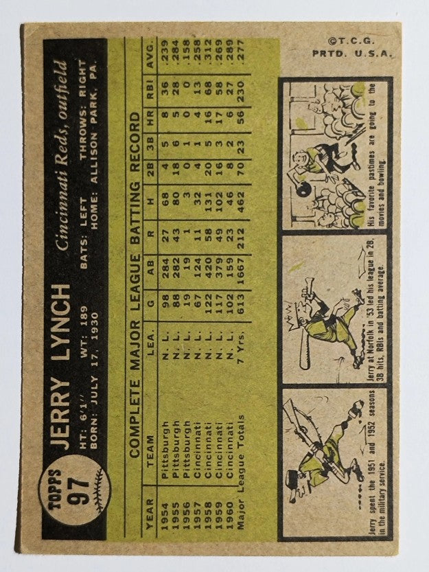 1961 Topps #97 Jerry Lynch (VGEX)