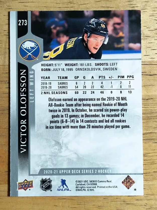 2020-21 Upper Deck #273 Victor Olofsson