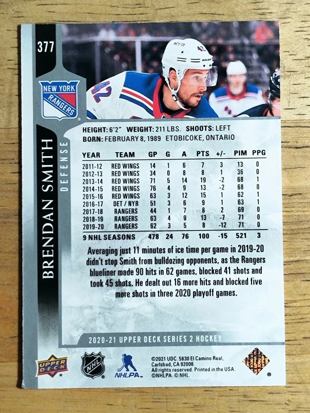 2020-21 Upper Deck #377 Brendan Smith