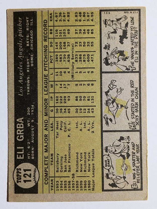1961 Topps #121 Eli Grba (VGEX)