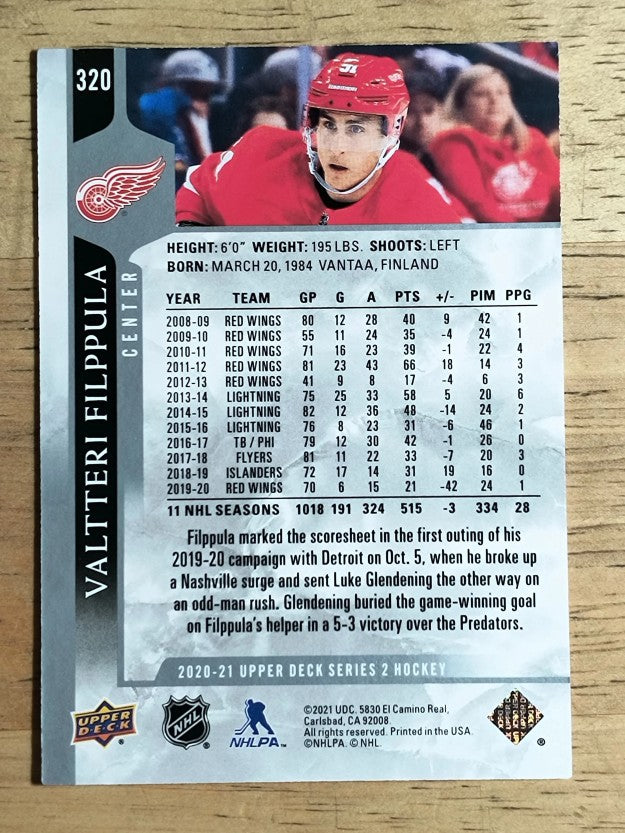 2020-21 Upper Deck #320 Valtteri Filppula