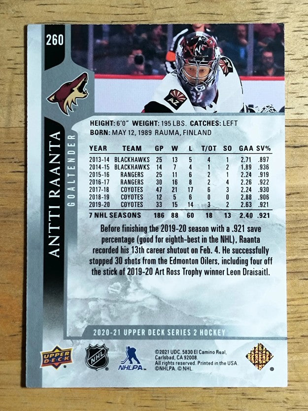 2020-21 Upper Deck #260 Antti Raanta