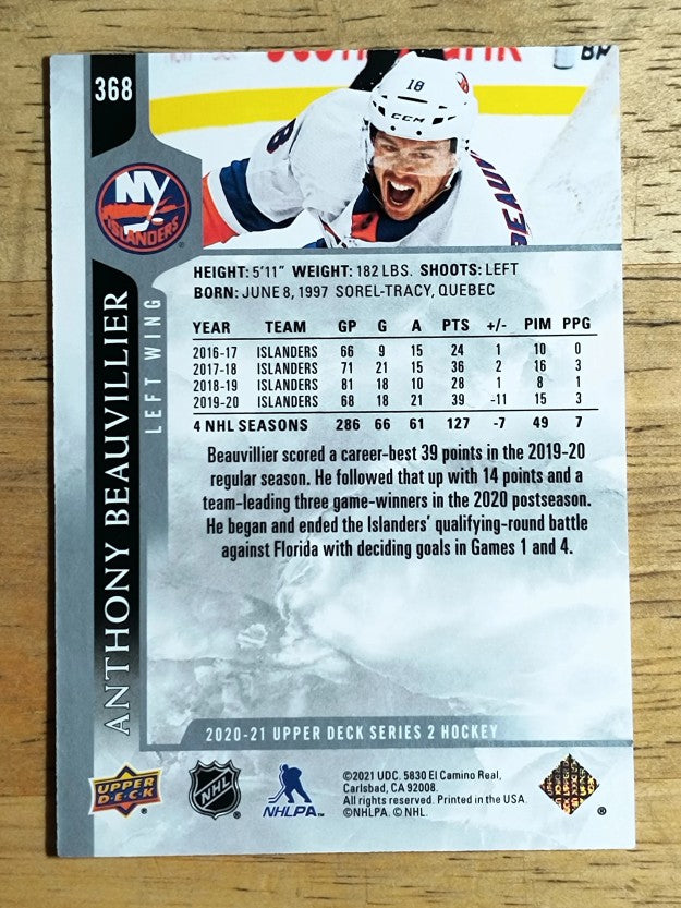 2020-21 Upper Deck #368 Anthony Beauvillier