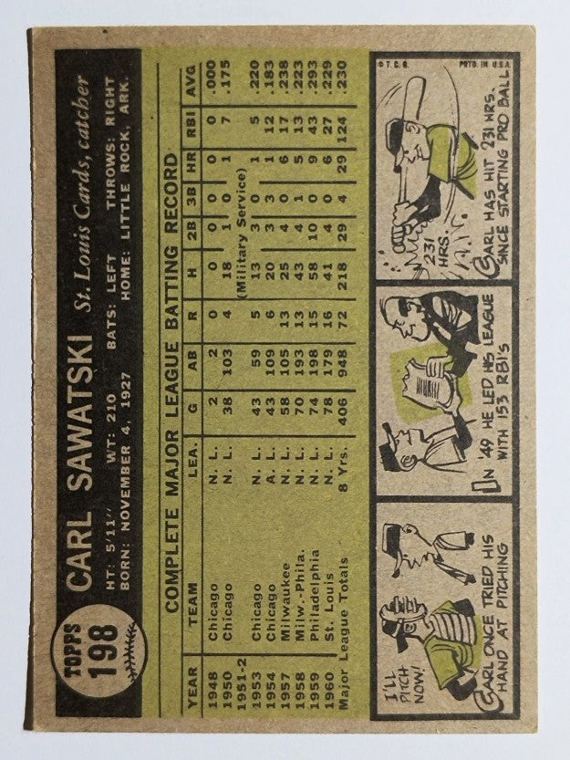 1961 Topps #198 Carl Sawatski (EX)