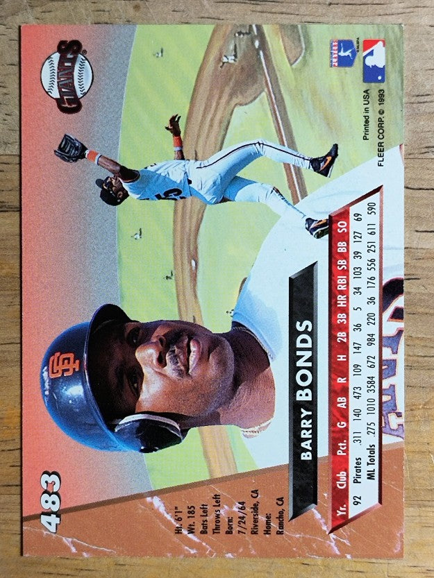 1993 Ultra #483 Barry Bonds