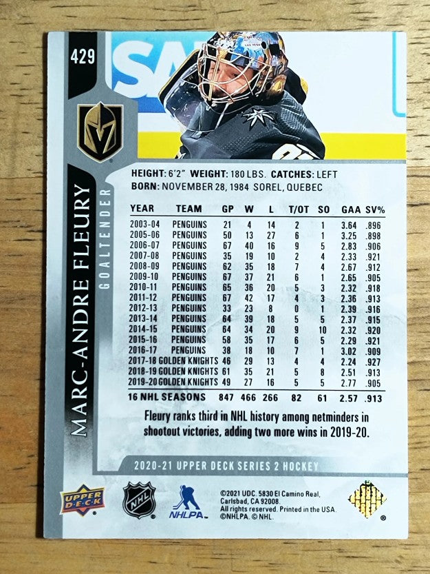 2020-21 Upper Deck #429 Marc-Andre Fleury