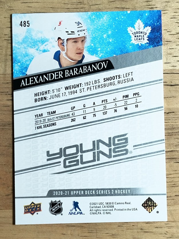 2020-21 Upper Deck #485 Alexander Barabanov YG RC