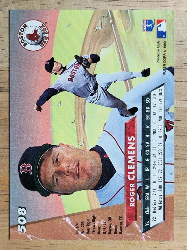 1993 Ultra #508 Roger Clemens