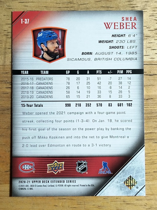2020-21 Upper Deck '05-06 Upper Deck Tribute #T37 Shea Weber