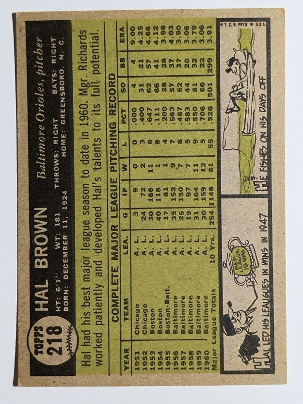 1961 Topps #218 Hal Brown (VGEX)